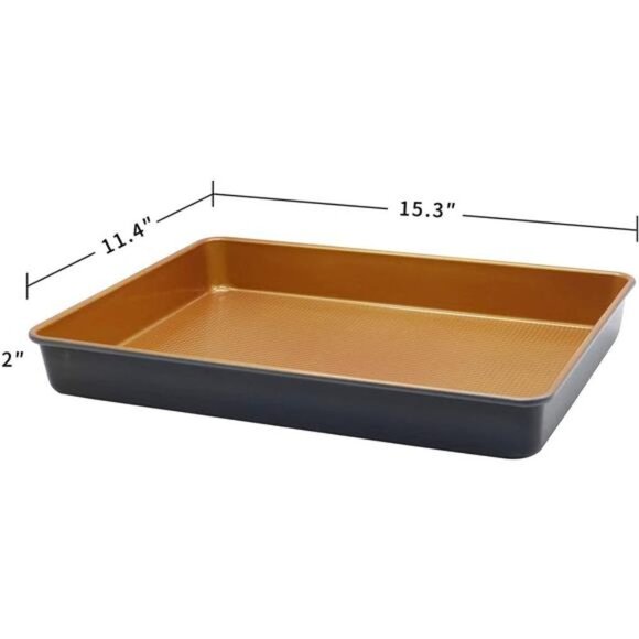15''x11''x2'' Deep Large Half Sheet Cake Pan Set, 1/2 Size Rectangular 2-Piece - Picture 2 of 7